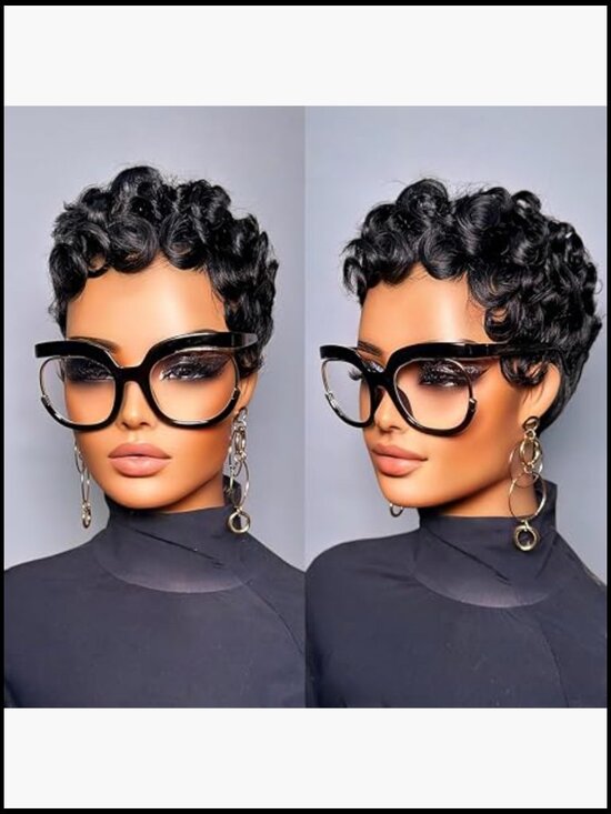Curly Pixie Cut Wig for Black Women Short Layered Human Hair Glueless Wear and main image 5